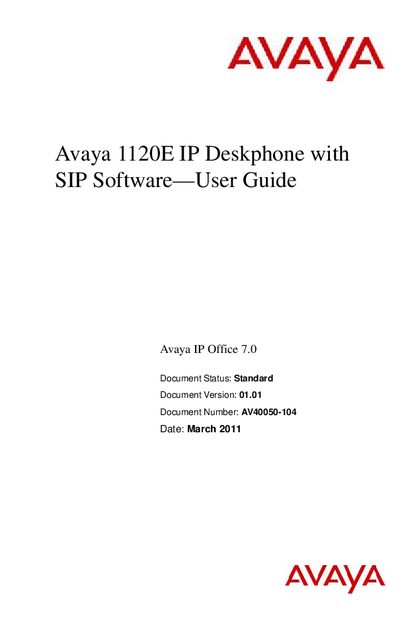 Avaya 1120E IP Deskphone with SIP Software User Guide - cover page