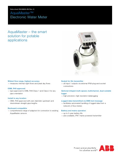 ABB AquaMaster DS/AMAS–EN Rev. H Datasheet - cover page
