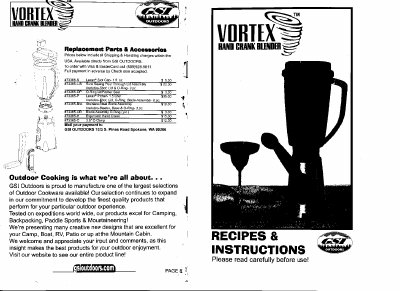 GSI Outdoors Vortex Hand Crank Blender User Manual - cover page