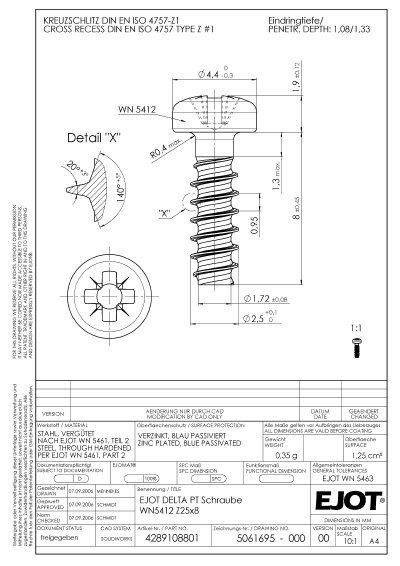 EJOT WN5412 Z25x8 Technology Data Sheet - cover page