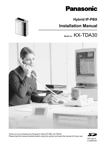 Panasonic KX-TDA30 Hybrid IP-PBX Installation Guide - cover page