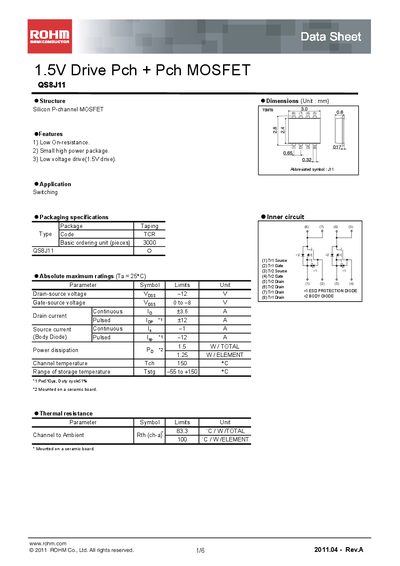 ROHM Qs8J11 Datasheet - cover page