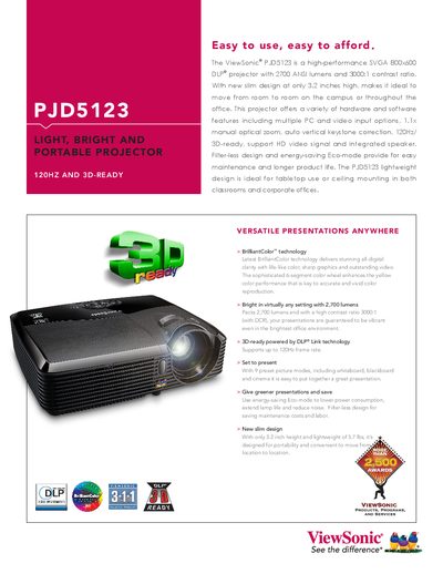 ViewSonic PJD5123 Projector User Manual - cover page