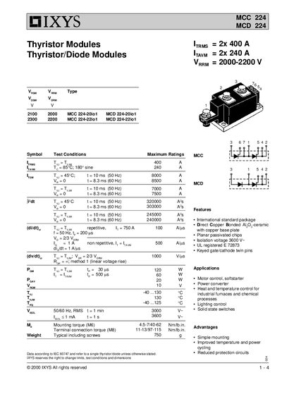 IXYS MCC 224 handbook - cover page