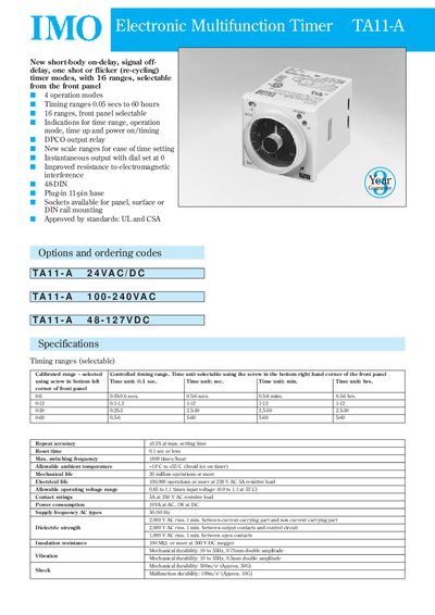 IMO TA11-A Electronic Multifunction Timer Manual - cover page