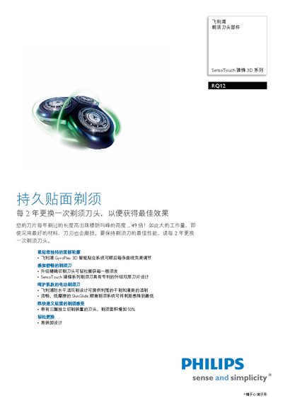 Philips RQ12 Shaver Head Parts Manual - cover page