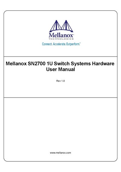 Mellanox SN2700 1U Switch Systems Hardware User Manual - cover page