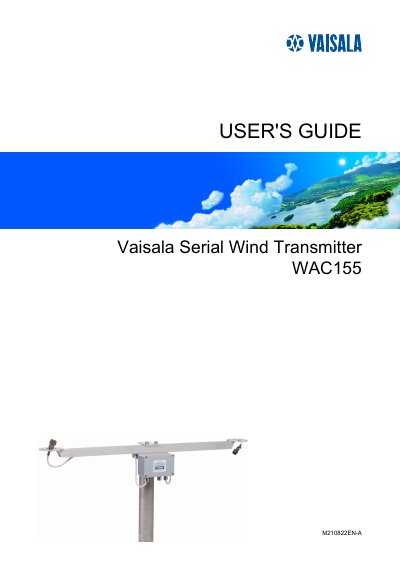 Vaisala WAC155 Serial Wind Transmitter User Manual - cover page