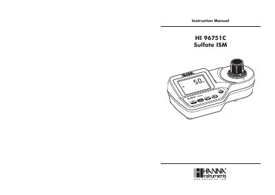 Hanna Instruments HI 96751C Sulfate ISM Instruction Manual - cover page