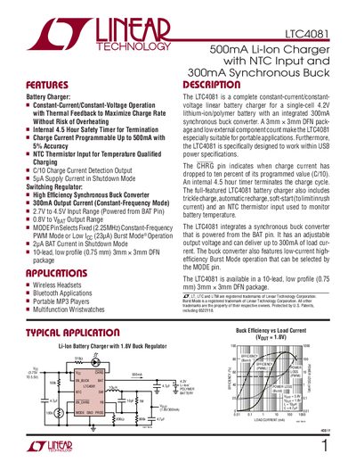 Linear Technology LTC4081 Datasheet - cover page