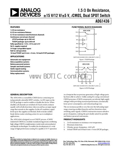 Analog Devices ADG1436 Datasheet - cover page