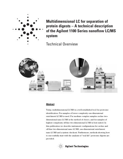 Agilent 1100 Series Nanoflow LC/MS System Technical Description - cover page