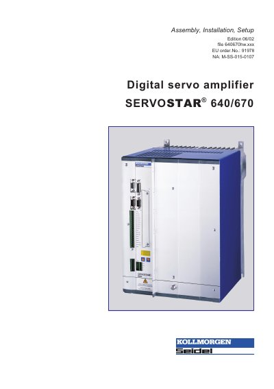 Kollmorgen SERVOSTAR 640/670 Installation Manual - cover page