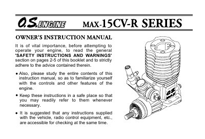OS Engines MAX-15CV-R Series Owner's Instruction Manual