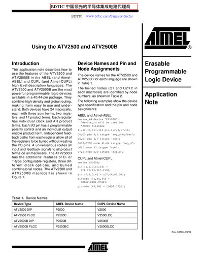 Atmel ATV2500 and ATV2500B Application Note