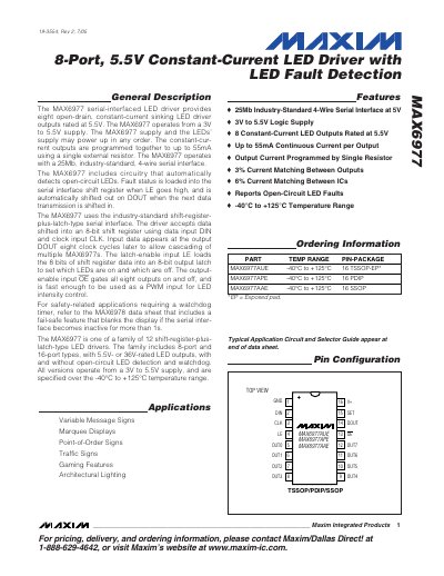 Maxim MAX6977 LED Driver Datasheet - cover page