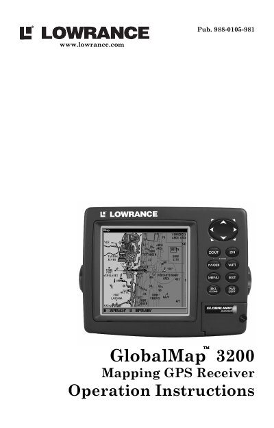 Lowrance GlobalMap 3200 Mapping GPS Receiver Operation Instructions - cover page