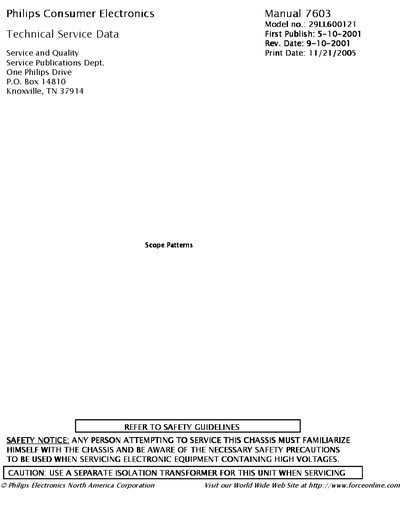 Philips Consumer Electronics Manual 7603 Model no.: .: 29 .: .: 29LL 2929LL600121 - cover page