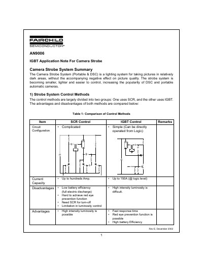 Fairchild Semiconductor AN9006 IGBT Application Note For Camera Strobe - cover page