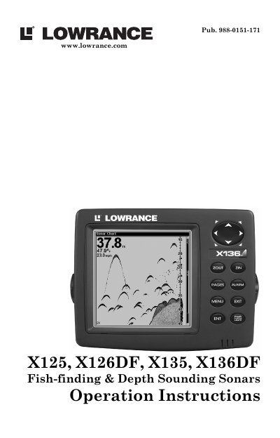 Lowrance X125/X126DF/X135/X136DF Fish-finding & Depth Sounding Sonars Operation Instructions - cover page