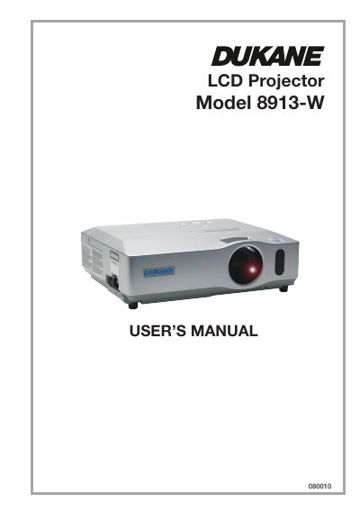 Dukane 8913-W LCD Projector User's Manual - cover page