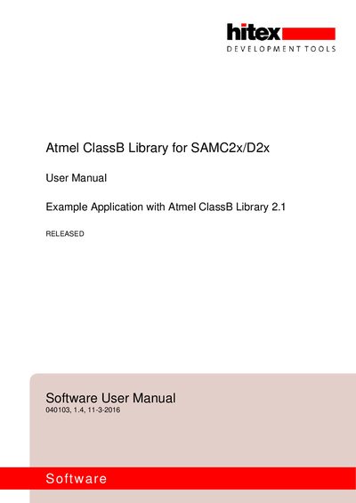 Atmel SAMC2x/D2x ClassB Library User Manual - cover page
