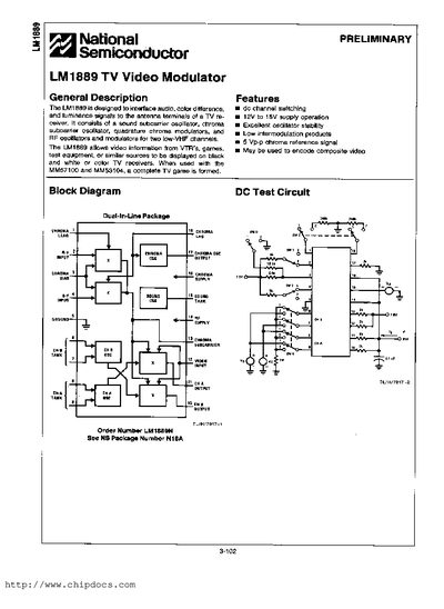 National Semiconductor LM1889 Datasheet - cover page