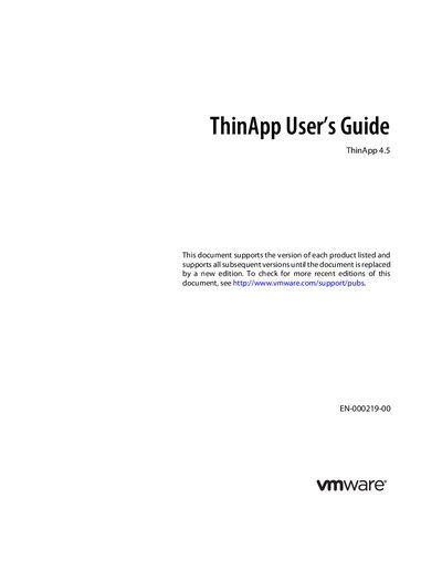 VMware ThinApp 4.5 User Guide - cover page