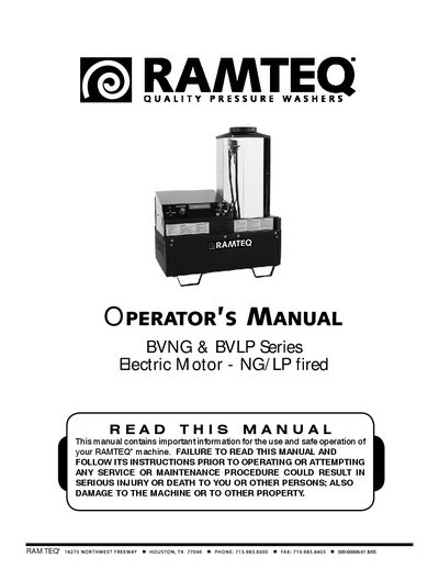 RAMTEQ BVNG/BVLP Series Electric Motor Operator's Manual - cover page