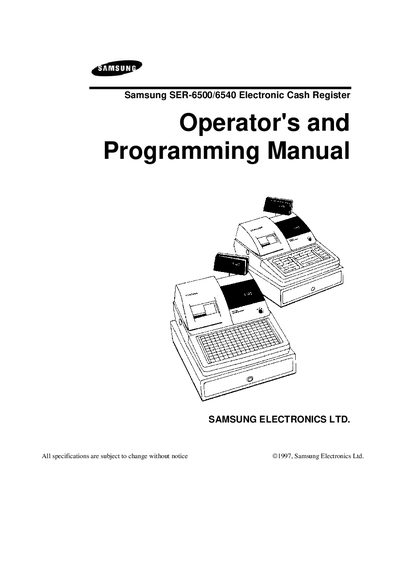 Samsung SER-6500/6540 Electronic Cash Register Programming Manual - cover page