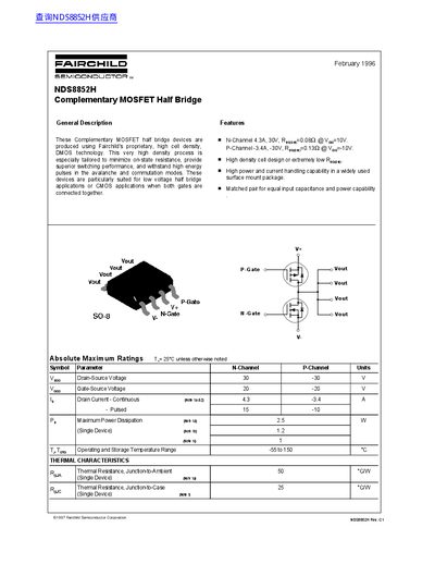 FAIRCHILD NDS8852H handbook - cover page