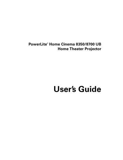 Epson PowerLite Home Cinema 8350/8700 UB Projector User Manual - cover page