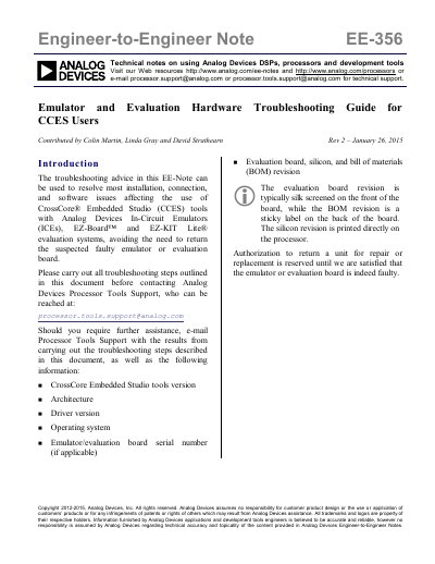 Analog Devices Emulator and Evaluation Hardware Troubleshooting Guide - cover page