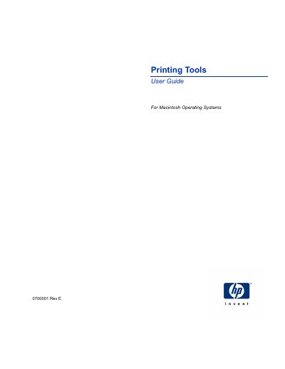 Hewlett-Packard Printing Tools User Guide for Macintosh