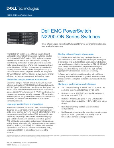 Dell EMC PowerSwitch N2200-ON Spec Sheet - cover page