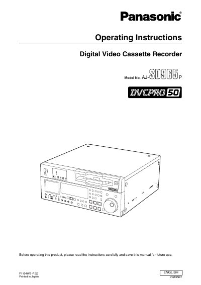 Panasonic AJSD965P Manual