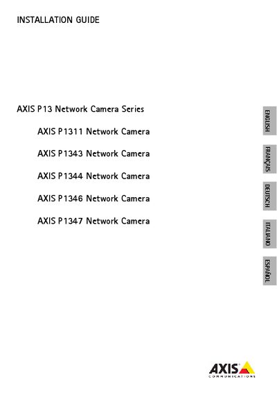 Axis P13 Network Camera Series Installation Guide - cover page
