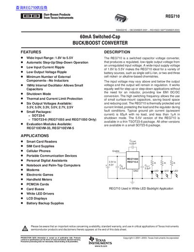 Burr-Brown REG710 Datasheet - cover page
