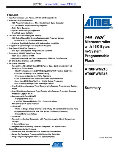 Atmel AT90PWM216/316 Datasheet