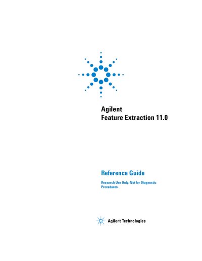 Agilent Feature Extraction 11.0 User Guide - cover page
