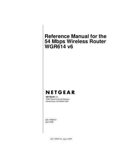 Netgear WGR614 v6 Router Reference Manual - cover page