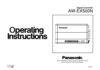 Panasonic AW-EX500N Signal Converter User Manual - cover page