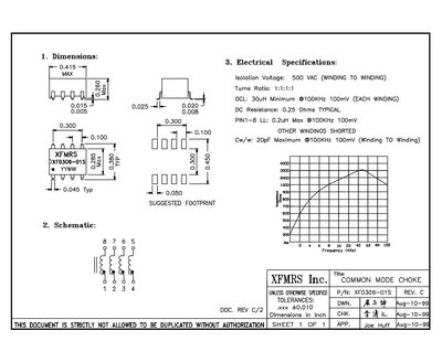 XFMRS XF0306-015 REV.C - cover page