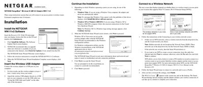 NETGEAR WN111v2 Wireless-N USB 2.0 Adapter Installation Guide - cover page