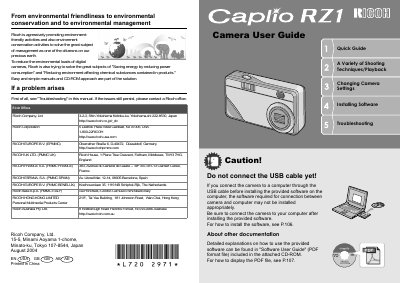 Ricoh Caplio RZ1 Digital Camera User Manual