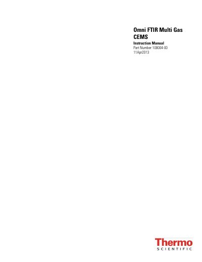 Thermo Fisher Omni FTIR Multi Gas CEMS Instruction Manual - cover page