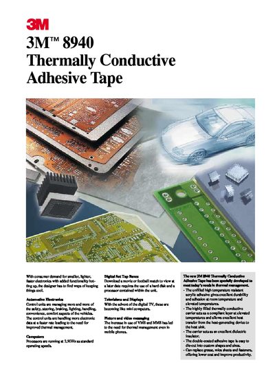 3M 8940 Thermally Conductive Adhesive Tape Product Leaflet - cover page