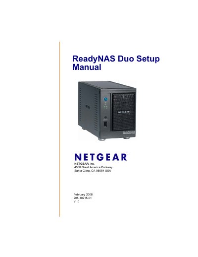 NETGEAR ReadyNAS Duo Setup Manual - cover page