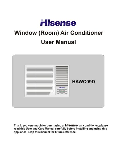 hisense HAWC09D Window (Room) Air Conditioner User Manual - cover page