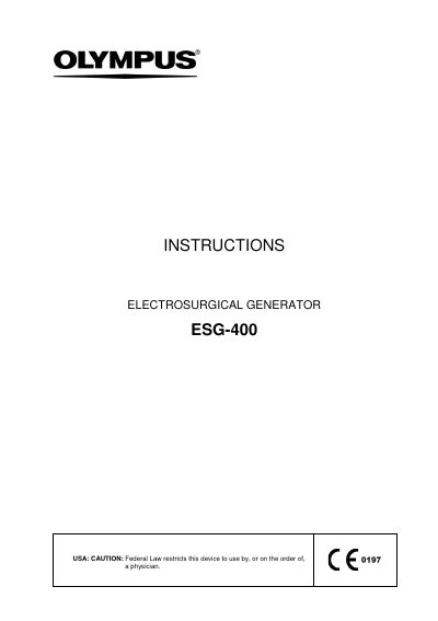Olympus ESG-400 Electrosurgical Generator User Manual cover
